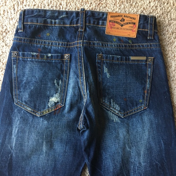 NWOT DSquared Slim Distressed Paint Denim Jeans - Picture 9 of 12